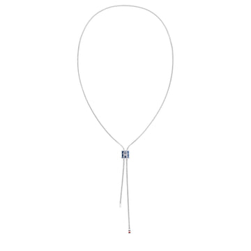 Γυναικείο κολιέ Tommy Hilfiger 2780884 με στοιχείο από μπλε σμάλτο και ασσύμετρες καταλήξεις, κατασκευασμένο από ανοξείδωτο ατσάλι σε ασημί χρώμα.